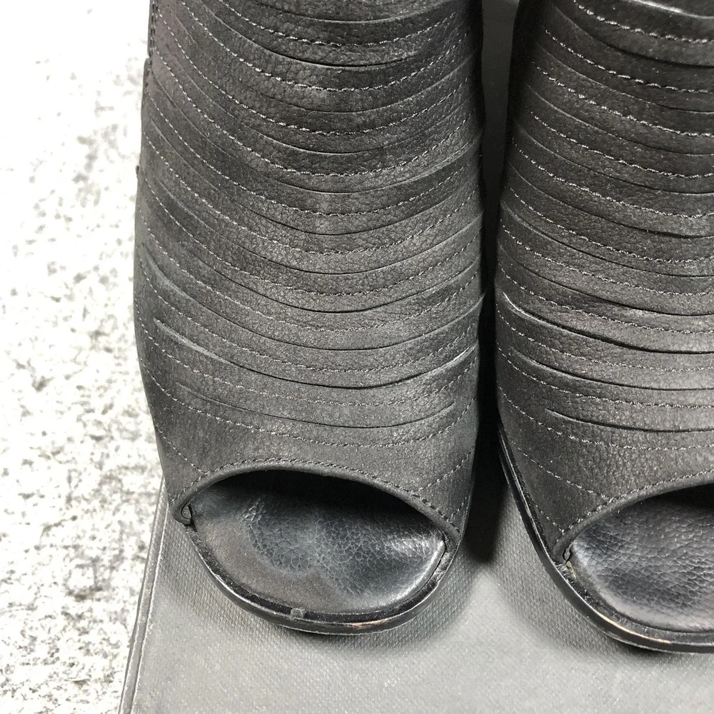 Paul Green Cayanne Booties Womens 8.5 Black Suede Slingback Peep Toe Heel